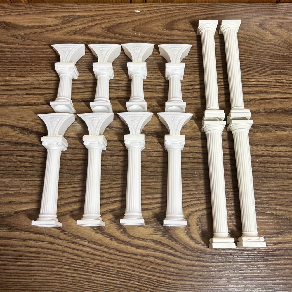 12pc White Plastic Greek Columns Cake Decorating Pillars Roman Fluted Set